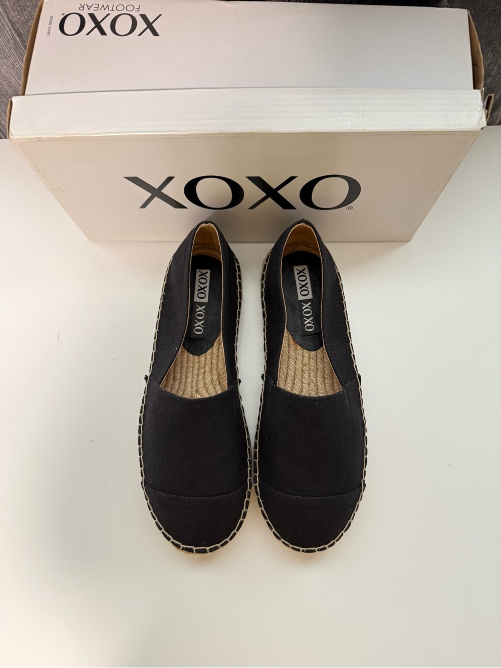 XOXO Black Canvas Espadrille Slip-Ons